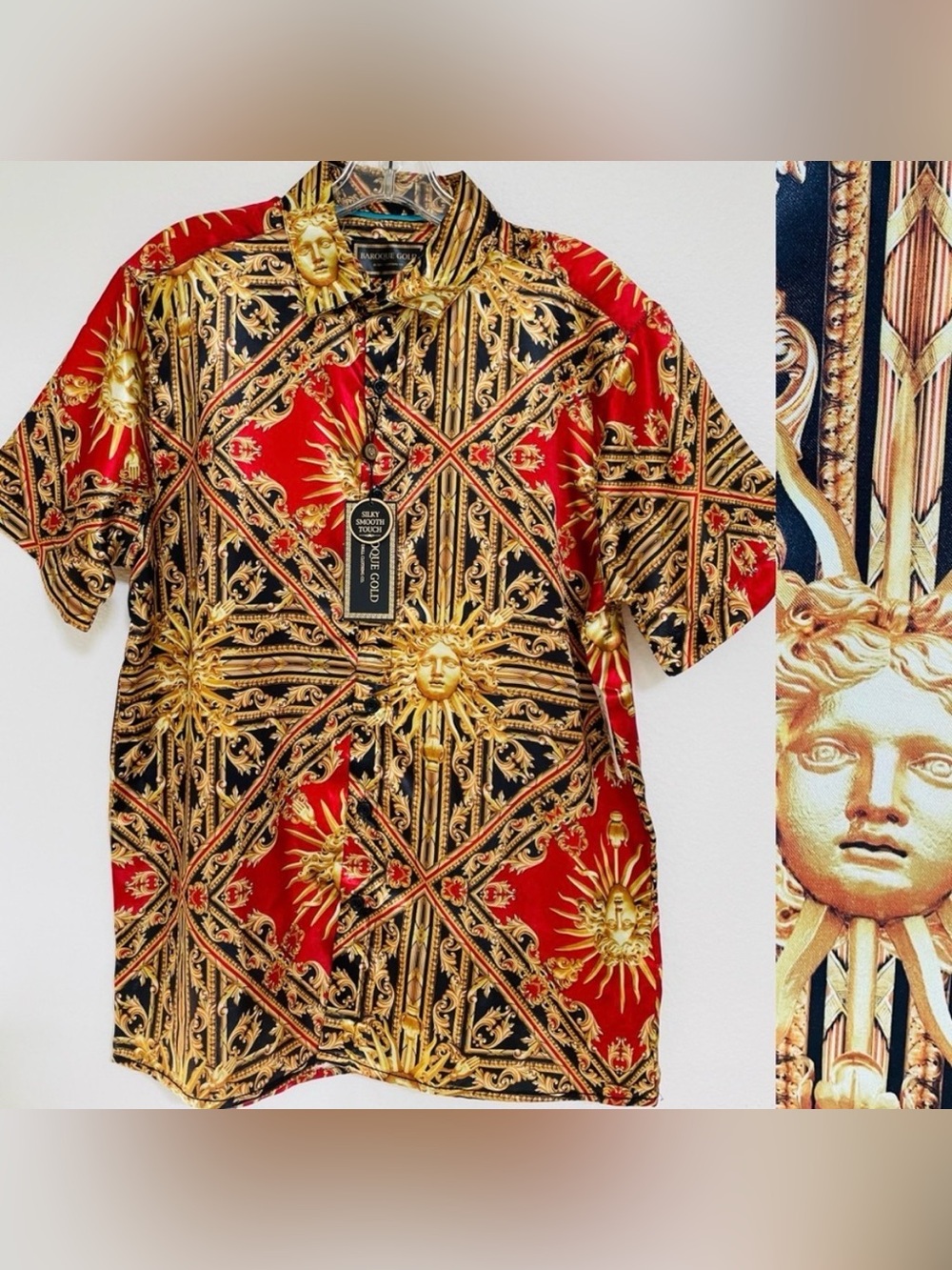 BAROQUE GOLD Unique NWT Wearable Art MEDUSA Status ITALIAN Style SHIRT Medium